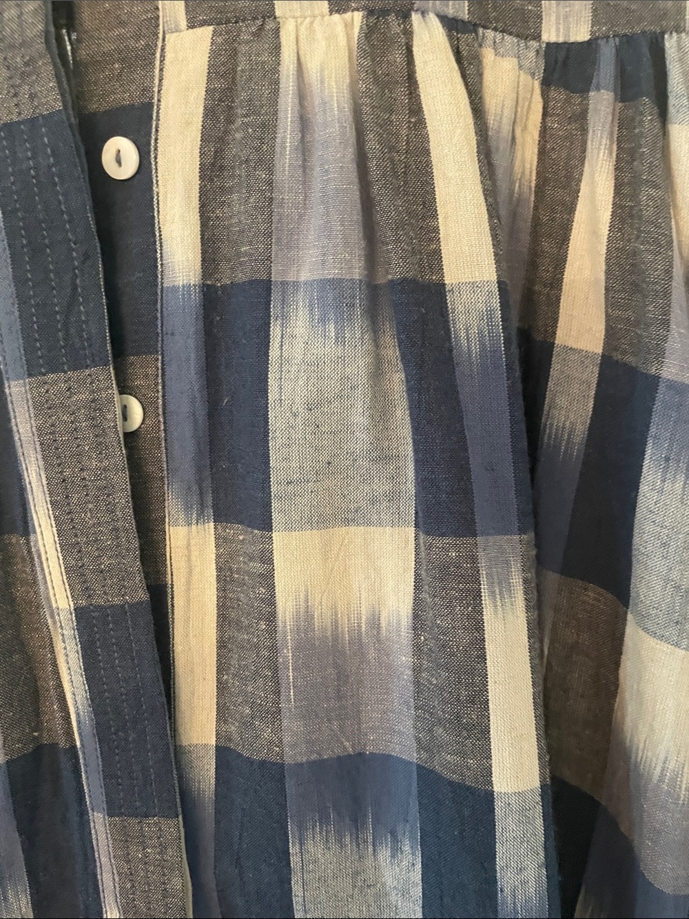 Oliphant Blue Plaid Shirt-Waist Midi Dress with Tie Belt Large - Picture 8 of 9
